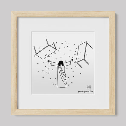 Jesus Overturning Print-Cartoons-nakedpastor