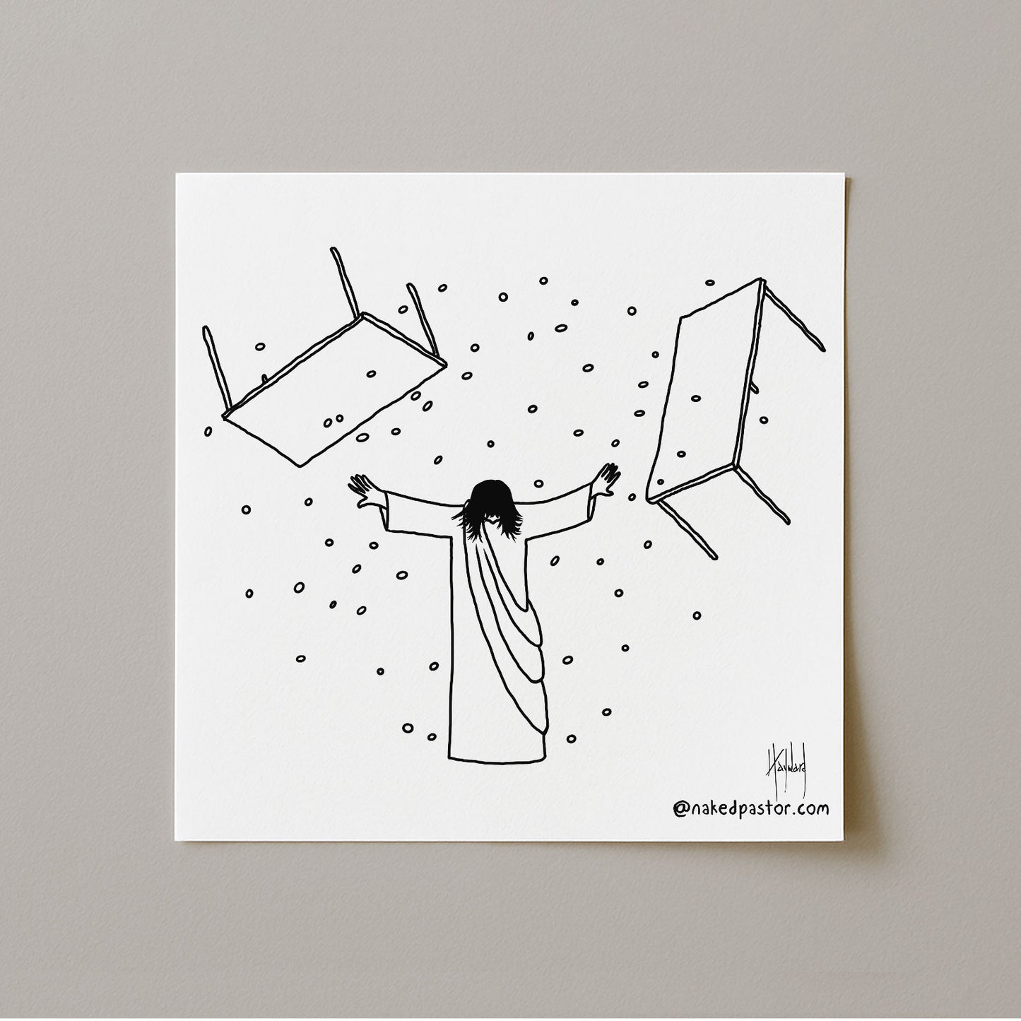 Jesus Overturning Print-Cartoons-nakedpastor