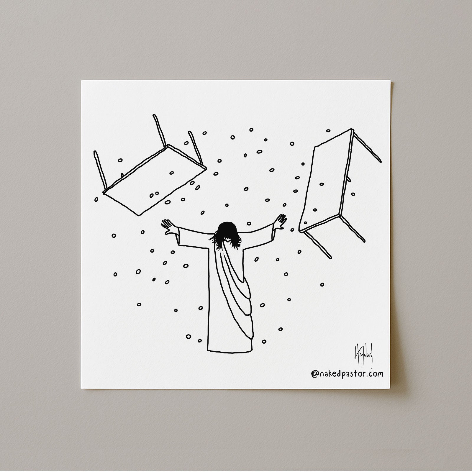 Jesus Overturning Print-Cartoons-nakedpastor