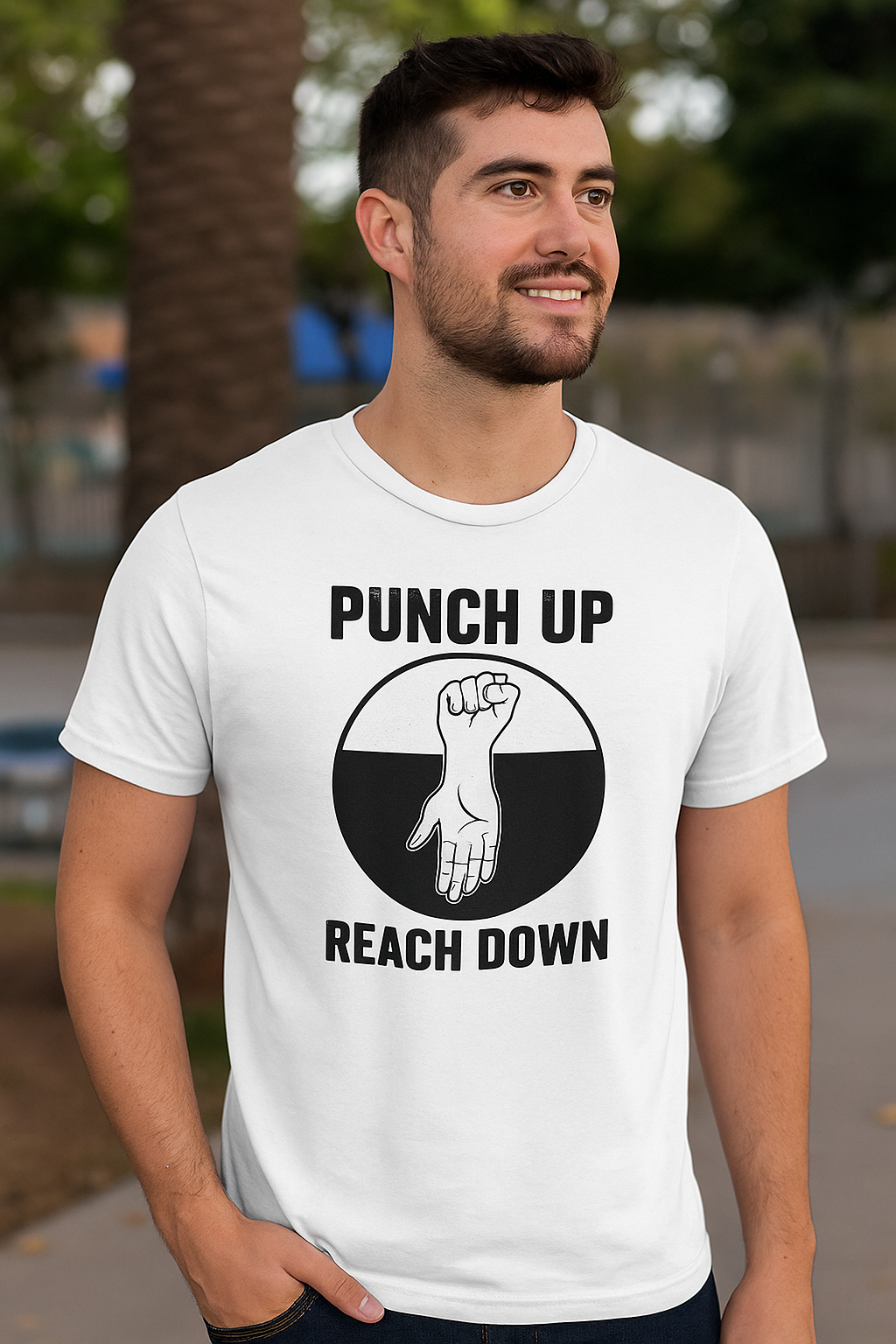 Punch Up, Reach Down T-Shirt-Shirts-nakedpastor