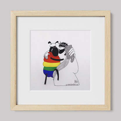 Jesus and the Rainbow Sheep Selfie Print-Cartoons-nakedpastor