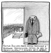 Scared Preacher Digital Cartoon - by nakedpastor