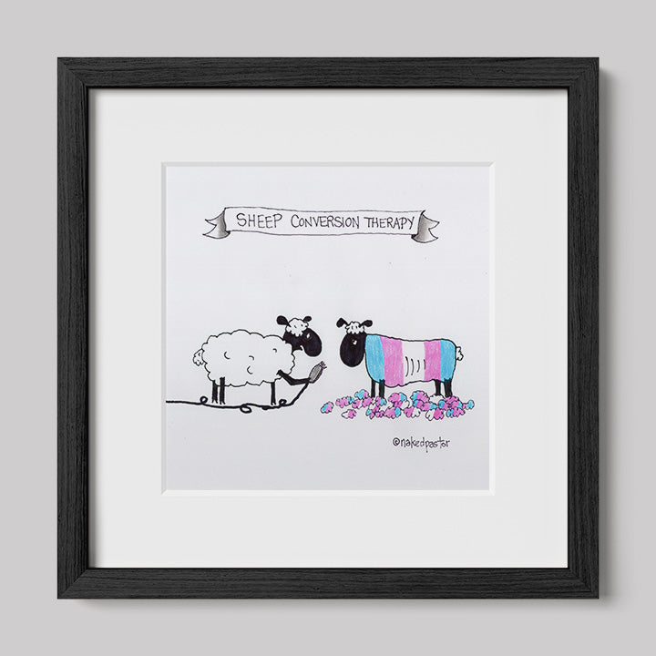 Sheep Conversion Therapy, Trans Version Print-Cartoon-nakedpastor