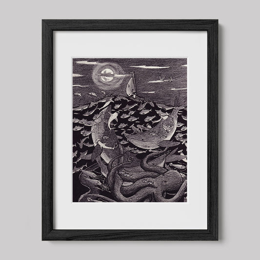 The Voyage of Saint Brendan Pen and Pencil Print-Drawings-nakedpastor