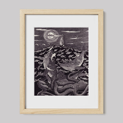 The Voyage of Saint Brendan Pen and Pencil Print-Drawings-nakedpastor