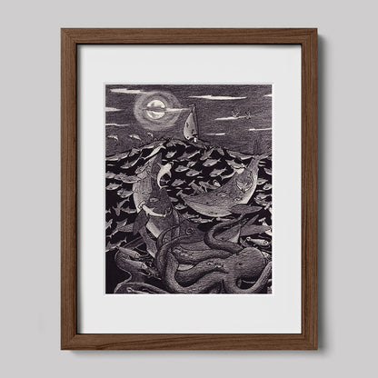 The Voyage of Saint Brendan Pen and Pencil Print-Drawings-nakedpastor