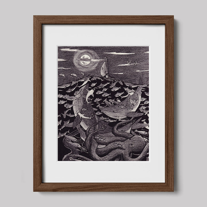 The Voyage of Saint Brendan Pen and Pencil Print-Drawings-nakedpastor