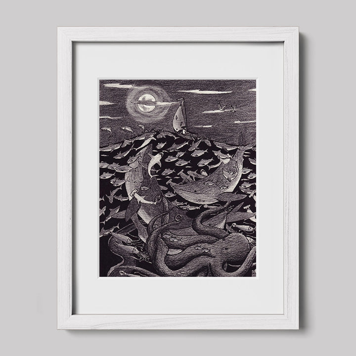 The Voyage of Saint Brendan Pen and Pencil Print-Drawings-nakedpastor