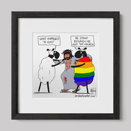 He Stood Between Me and the Church Cartoon Print-Cartoons-nakedpastor