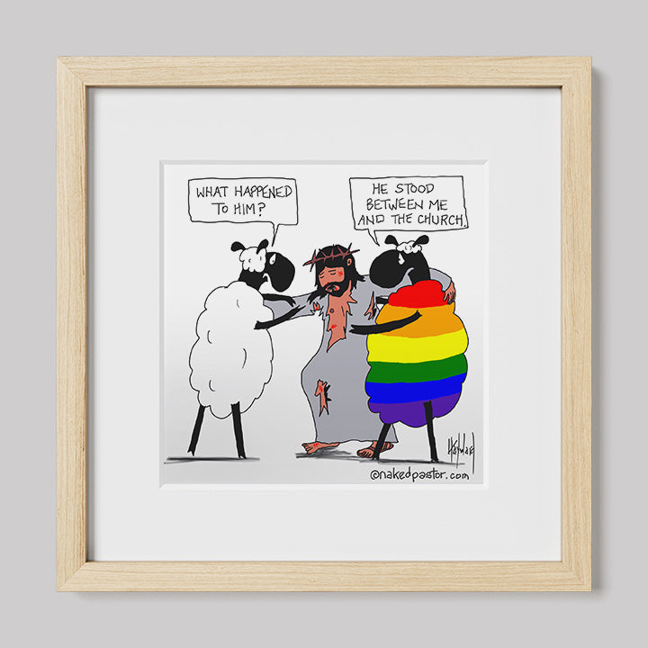 He Stood Between Me and the Church Cartoon Print-Cartoons-nakedpastor