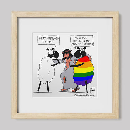 He Stood Between Me and the Church Cartoon Print-Cartoons-nakedpastor