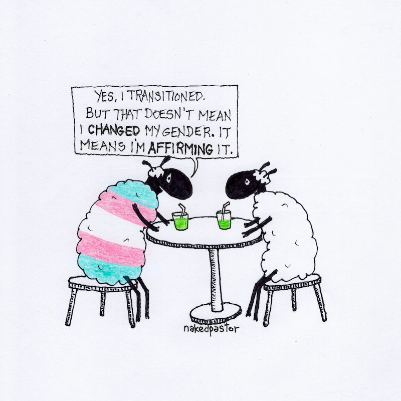 Transitioning is Affirming Original Cartoon Drawing
