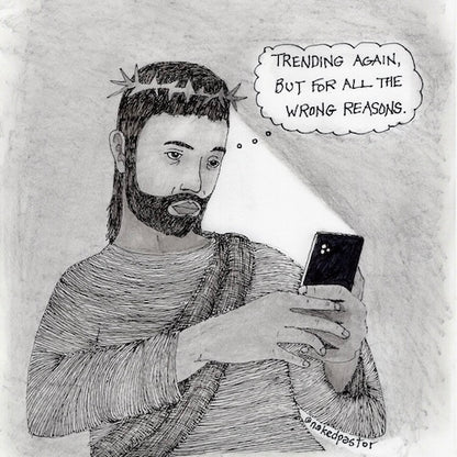 Trending Again Original Cartoon Drawing-Cartoons-nakedpastor