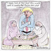 Trump at Nativity Scene Digital Cartoon - by nakedpastor