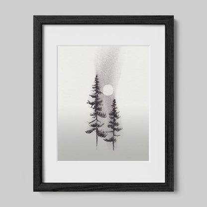 Two Pines Charcoal Drawing Print-Drawings-nakedpastor
