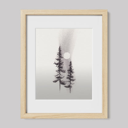 Two Pines Charcoal Drawing Print-Drawings-nakedpastor