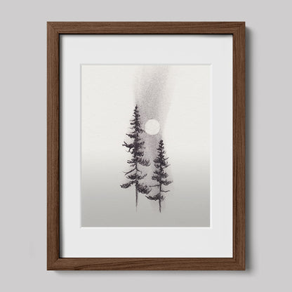 Two Pines Charcoal Drawing Print-Drawings-nakedpastor