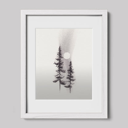 Two Pines Charcoal Drawing Print-Drawings-nakedpastor
