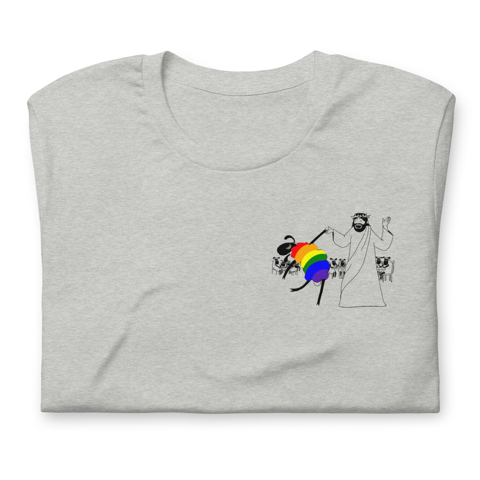 Jesus Dances with the LGBTQ Sheep Folded Grey Women's T Shirt