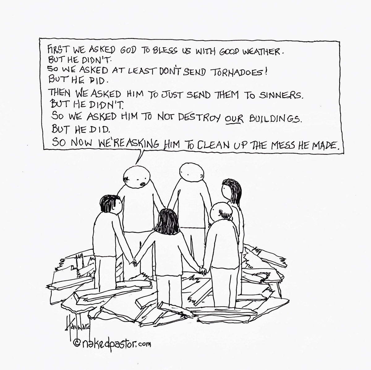 A Circle of Prayer Digital Cartoon - by nakedpastor