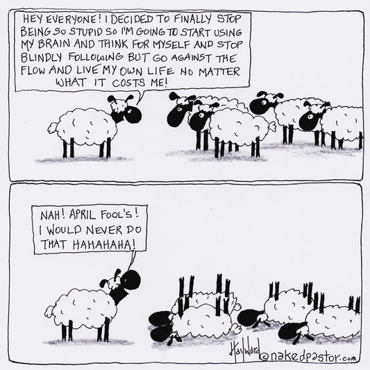April Fool's Sheep Digital Cartoon