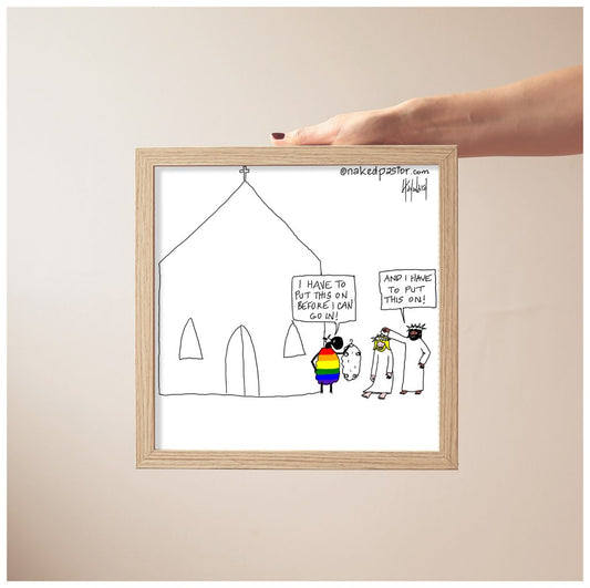 Before I Can Go In Cartoon Print-Queer Christian Art Prints-nakedpastor