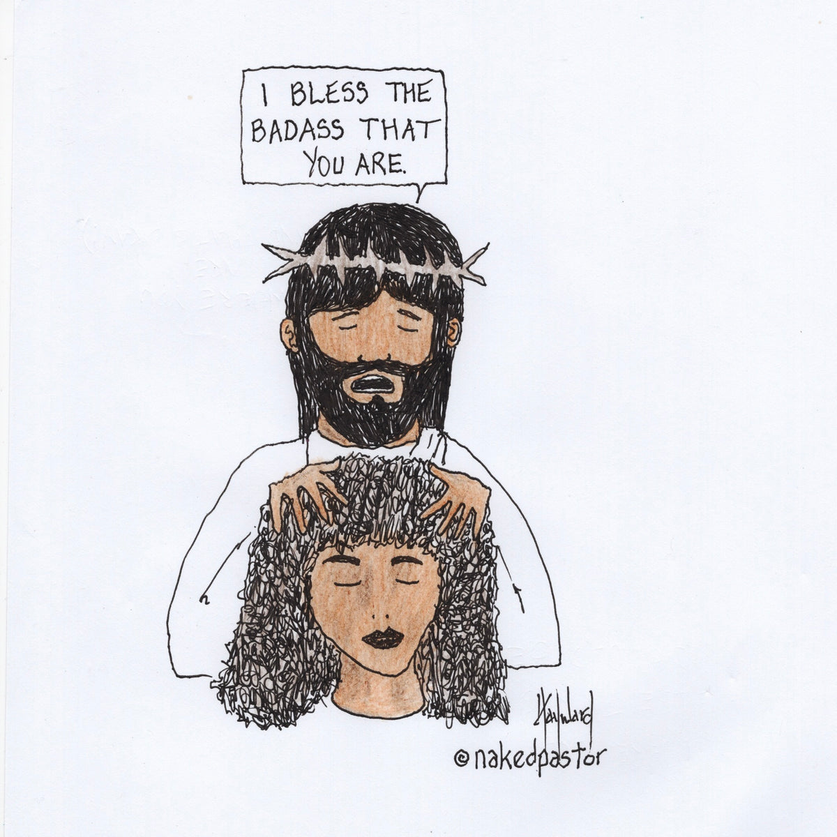 Bless the Badass Cartoon Print - by nakedpastor