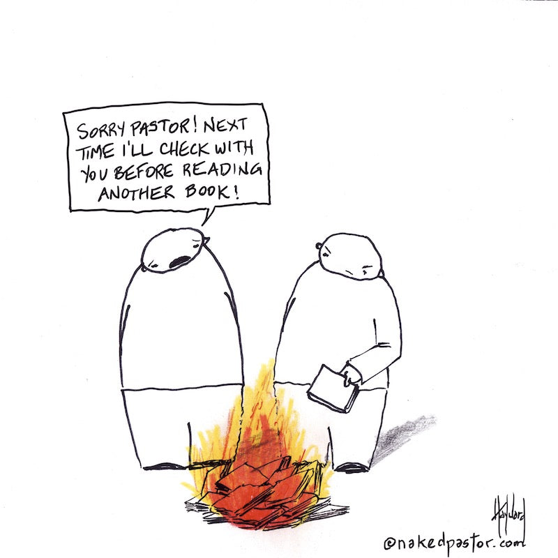 Book Burning Digital Cartoon