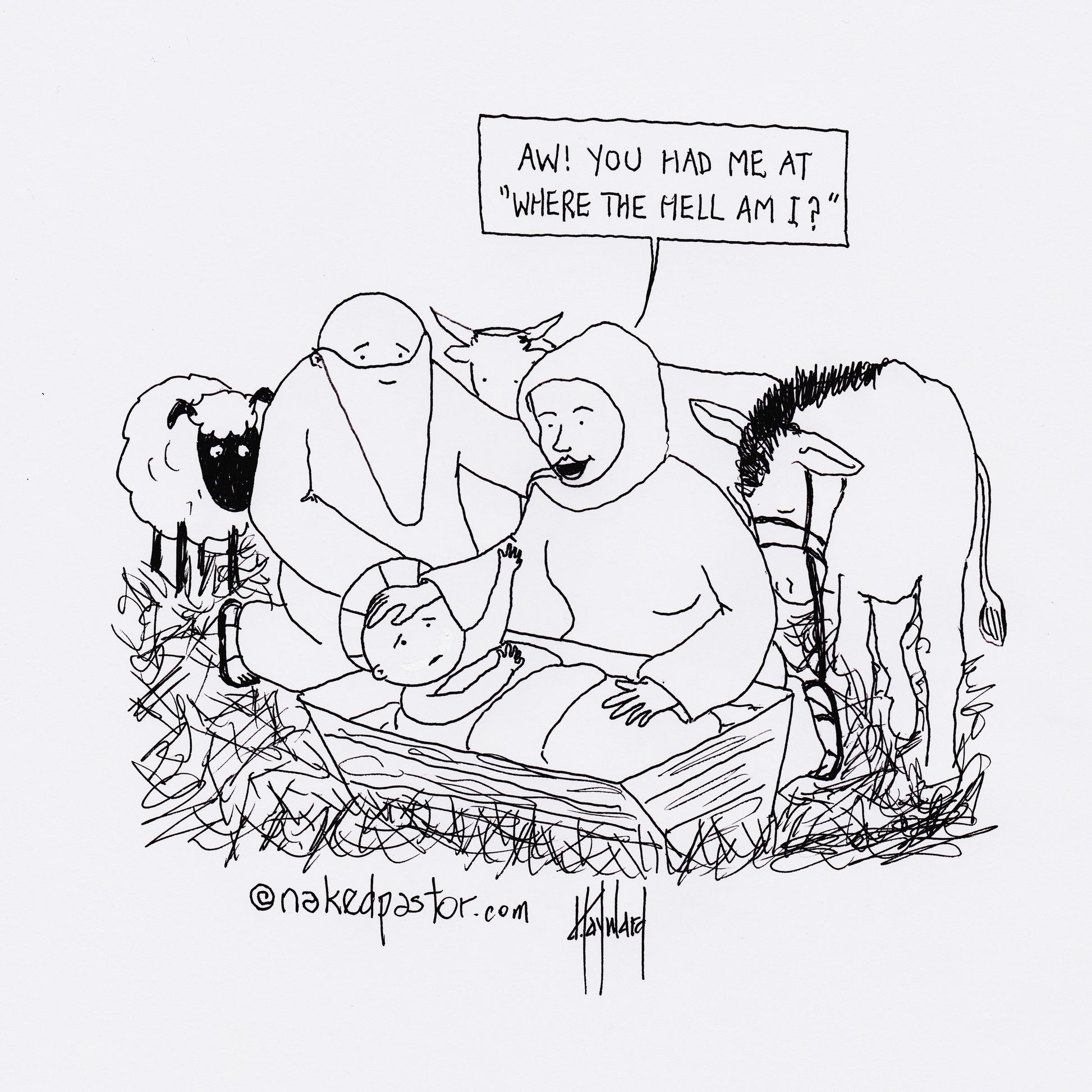 Born in a Stable Digital Cartoon - by nakedpastor