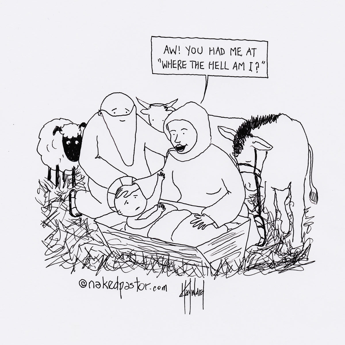 Born in a Stable Digital Cartoon - by nakedpastor