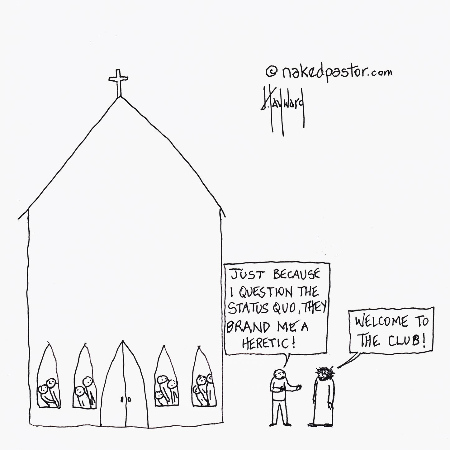 Branded a Heretic Digital Cartoon - by nakedpastor