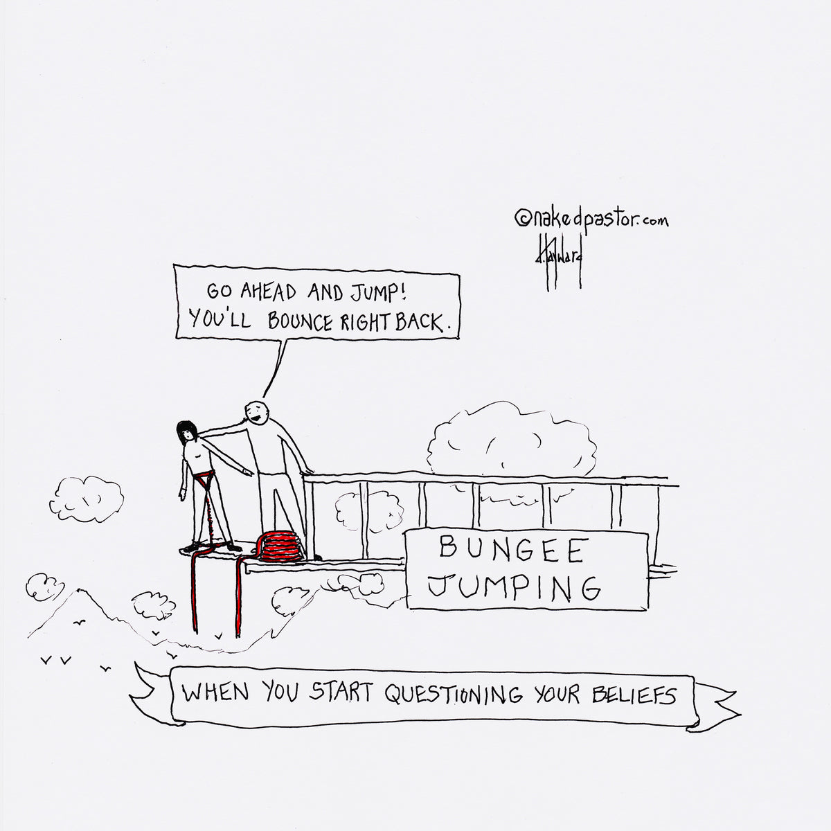 Bungee Jumping Digital Cartoon - by nakedpastor