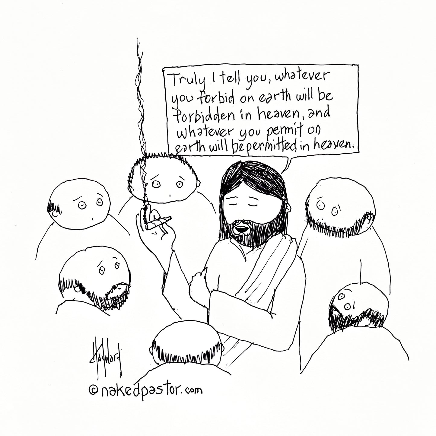 Jesus and Cannabis Digital Cartoon