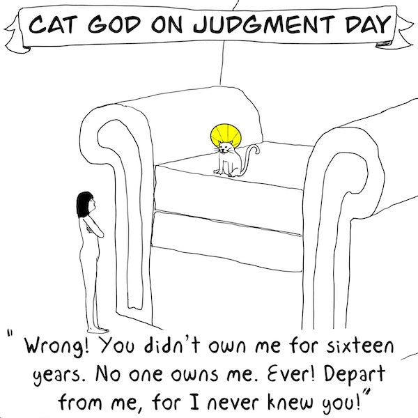 Cat God on Judgment Day Digital Cartoon - by nakedpastor