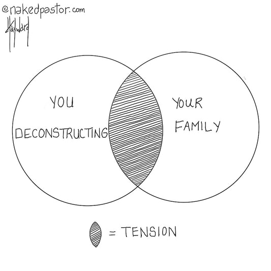Deconstruction. Family. Tension. Digital Cartoon