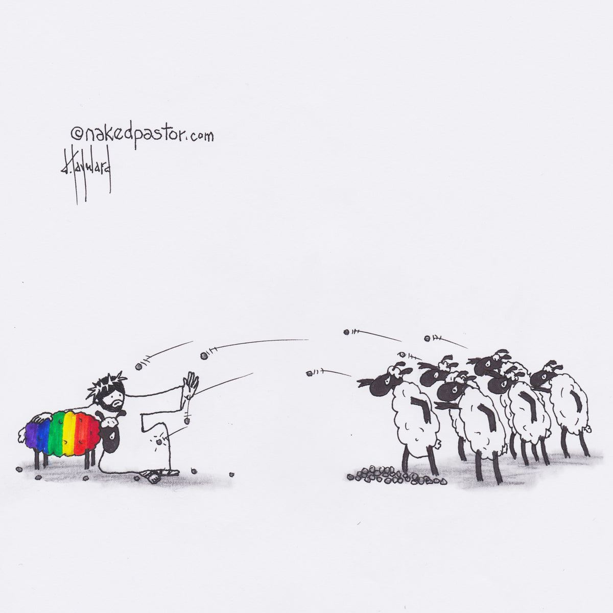 Don't Stone Others Digital Cartoon - by nakedpastor