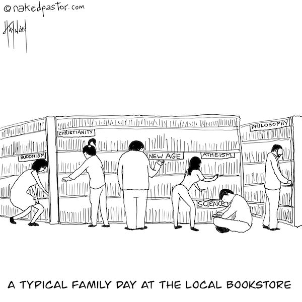 A Family at the Bookstore Digital Cartoon - by nakedpastor