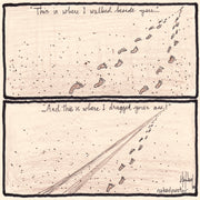 Footprints in the Sand Digital Cartoon - by nakedpastor