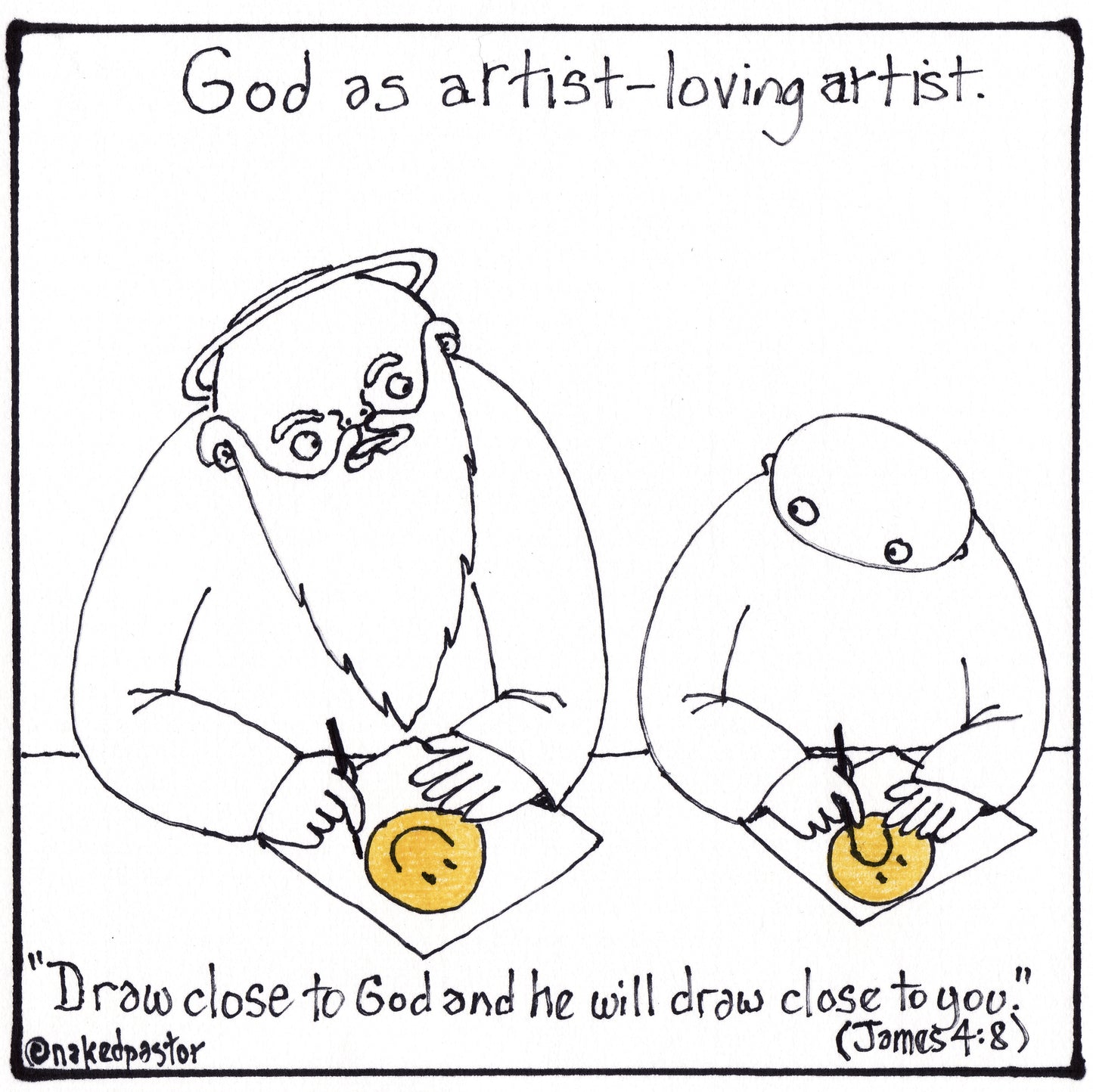God as Artist Digital Cartoon