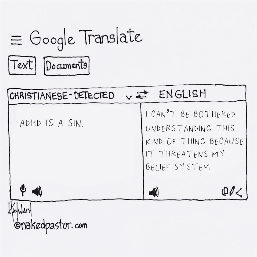 Google Translate ADHD is a Sin Digital Cartoon