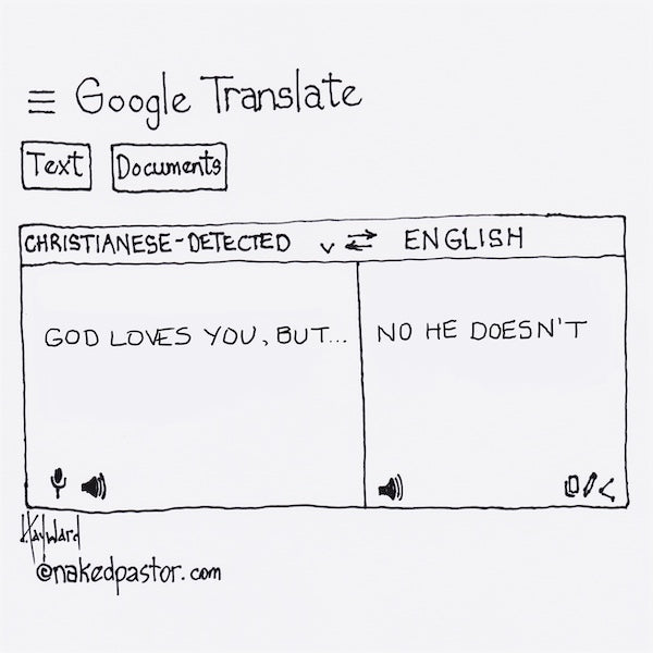 Google Translate God Loves You But Digital Cartoon
