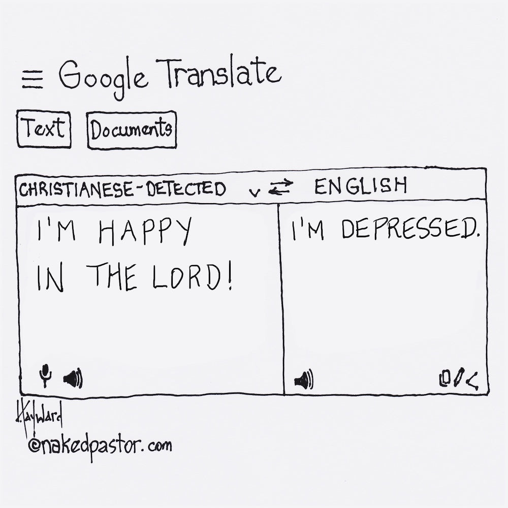 Google Translate "Happy In the Lord" Digital Cartoon