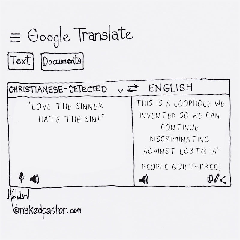 Google Translate Love the Sinner Digital Cartoon