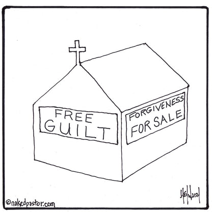 Free Guilt Forgiveness for Sale Cartoon Print