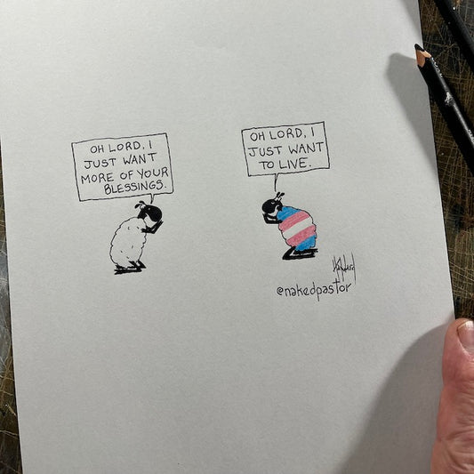 I Just Want to Live Trans Sheep Original Cartoon Drawing