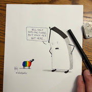 Only God Can Judge Original Cartoon Drawing - by nakedpastor