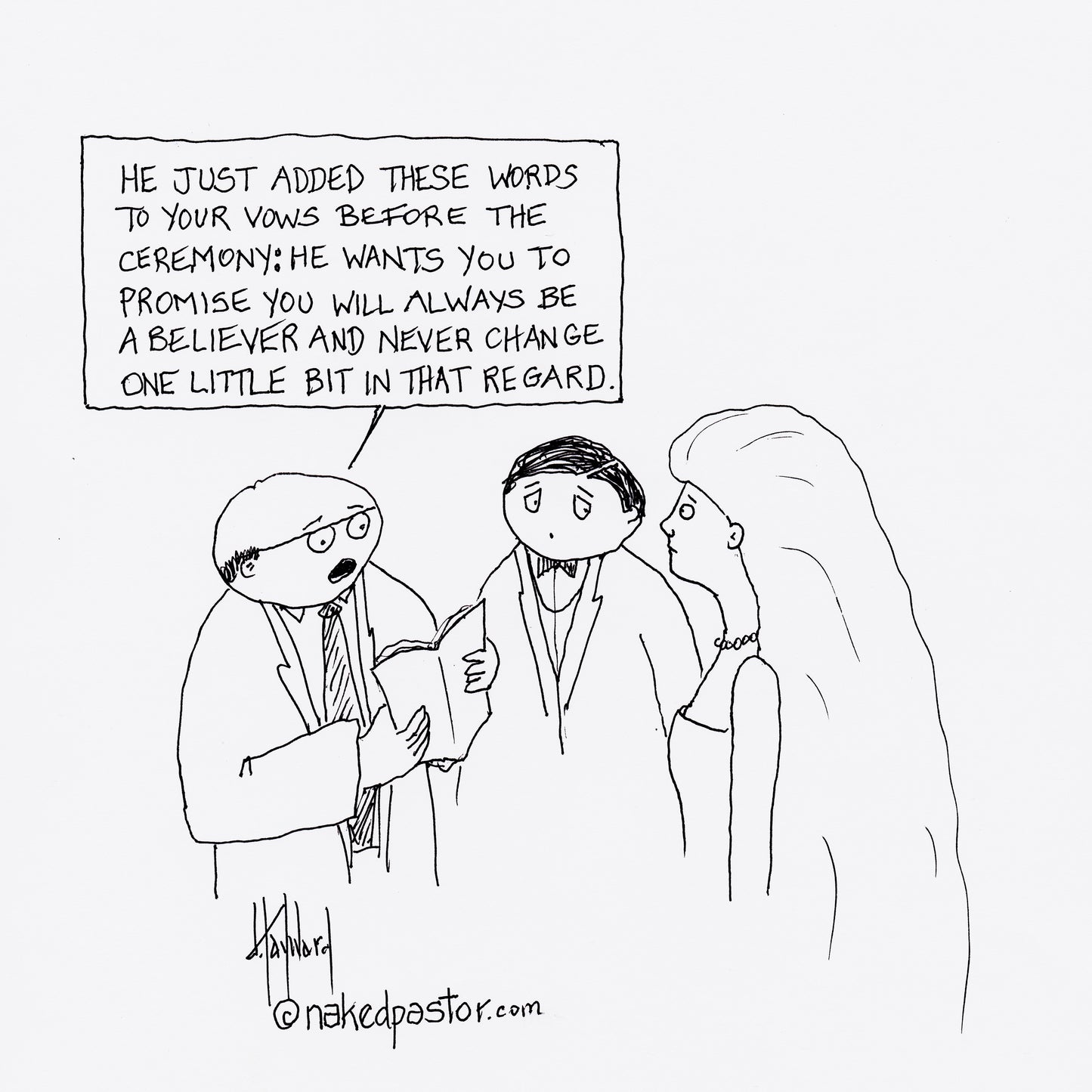 Impossible Wedding Vows Digital Cartoon