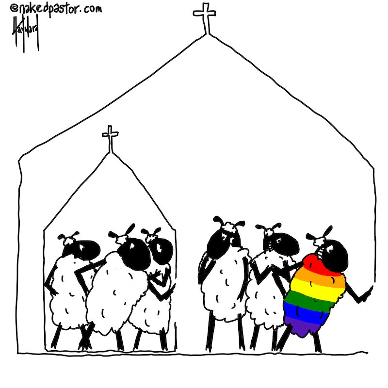 Inclusive or Non-Inclusive Church Digital Cartoon