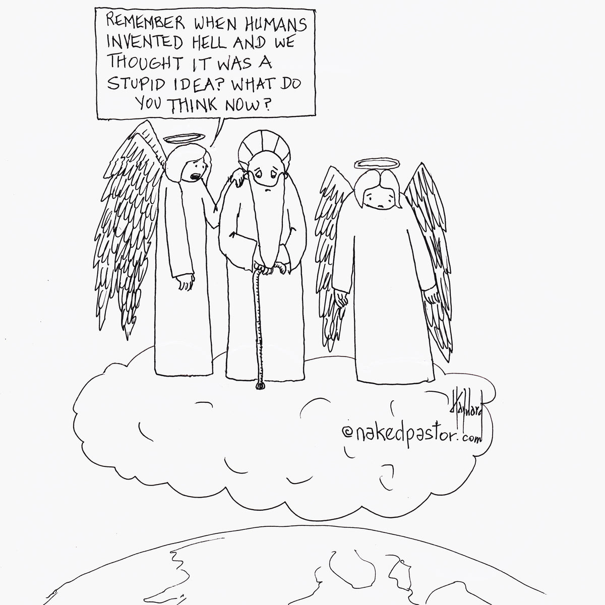 Is Hell a Stupid Idea? Digital Cartoon - by nakedpastor