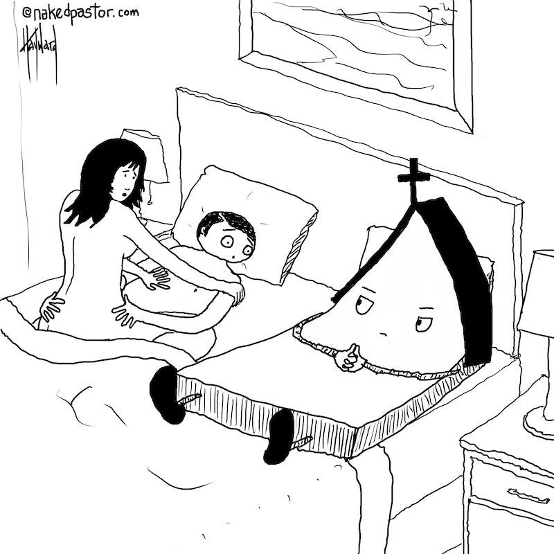 Is the Church in Your Bed? Digital Cartoon - by nakedpastor